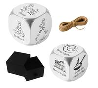 UNICRAFTALE 2 piezas de 2 estilos divertidos dados de actividad de acero inoxidable para fines de semana rutina dados de decisión actividades para parejas fecha noche aniversario cubo de acero regalos