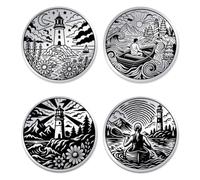 UNICRAFTALE 2 piezas de acero inoxidable de doble cara moneda de decisión barco faro moneda sobriedad moneda AA chips de recuperación medallones regalos para mujeres hombres para celebrar sobrios