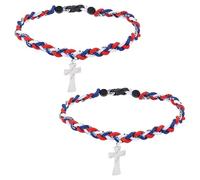 UNICRAFTALE 2 piezas de béisbol Cruz Collar Triple Trenzado Cuerda de Béisbol Tornado Collar 46 50 cm Nylon Deportes Collares Metal Cruz Colgante Deportes Collares Regalo para Equipo de Béisbol