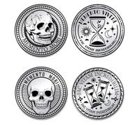 UNICRAFTALE 2 piezas Memento Mori Moneda de reloj de arena Moneda de desafío Ficha de recordatorio Memento Medallón para práctica estoica diaria meditación estoicismo regalos para hombres y mujeres