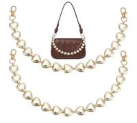 UNICRAFTALE 2 unidades de cadena de cartera con forma de corazón, correas de bolso, cadenas doradas, cadenas de monedero, colgantes, asas cortas, accesorios de bolsillo para mujeres, decoración DIY 37