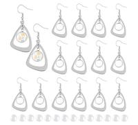 UNICRAFTALE 20 juego 304 kit de Fabricación de Aretes Colgantes Triangulares de Acero Inoxidable Bandejas de Bisel para Aretes Redondos Pendientes Colgantes de Cúpula En Blanco de Vidrio Ajustes