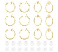 UNICRAFTALE 20 pendiente de Clip Dorado 304 pendientes de Aro Retráctiles de Acero Inoxidable para Mujer Pendientes de Clip de Aro de Metal con Almohadillas de Silicona para Pendientes No Perforados
