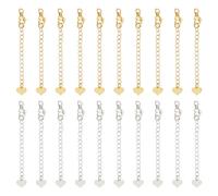 UNICRAFTALE 20 pieza 2 colores Extensor de Cadena de Latón Cadenas de Extremo de 67 mm con Cierres de Pinza de Langosta Extensor de Cadena de Corazón Collar Pulsera Extensor Cadena Colas Cadenas