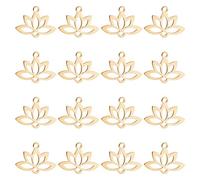 UNICRAFTALE 20 Piezas 16 mm Agujero 201 Colgantes de Acero Inoxidable Lotus Flower Charm Flat Hollow Links Yoga Charm Metal Laser Cut Blossom Cut out Dangle Pendiente Colgante
