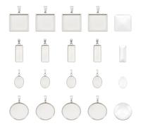 UNICRAFTALE 20 piezas 4 estilos en blanco 304 colgante de acero inoxidable redondo cuadrado rectangular bandeja colgante en blanco marco base colgante cabujones bisel en bruto cuenco para fabricación