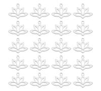 UNICRAFTALE 20 unids Hueco Flor de Loto Colgantes de Acero Inoxidable Colgantes de Metal Corte Láser Dangle Encantos para la Fabricación de Joyería de 1,6 mm Agujero Color de Acero Inoxidable