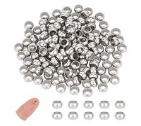 UNICRAFTALE 200 arandelas espaciadoras de 5 mm de acero inoxidable, cuentas sueltas de metal con agujero pequeño, superficie lisa para creación de joyas