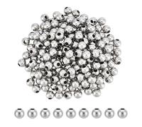 UNICRAFTALE 200 cuentas espaciadoras redondas de 8 mm de acero inoxidable, cuentas sueltas con agujero grande, cuentas espaciadoras redondas con costuras suaves para la fabricación de pulseras y