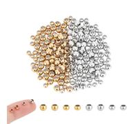 UNICRAFTALE 200 cuentas redondas de acero inoxidable de 2 tamaños, 2 colores, cuentas espaciadoras de 3/4 mm, cuentas sueltas de metal, cuentas lisas para pulseras, collares, fabricación de joyas