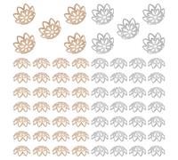 UNICRAFTALE 200 unidades de 2 colores flores tapas de perlas huecas tapas de perlas finales de 10 mm de metal espaciador de cuentas espaciadoras multihojas para pulseras, collares, pendientes y