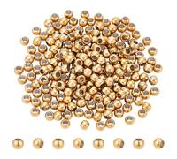 UNICRAFTALE 200 unidades perlas espaciadoras bañadas en oro de 18 quilates acero inoxidable cuentas redondas doradas 4mm perlas separadoras pequeñas perlas sueltas para la fabricación de joyas de