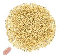 UNICRAFTALE 2000 unidades de cuentas espaciadoras redondas de 3 mm, perlas doradas, pequeñas cuentas sin costuras, perlas sueltas lisas, 1,2 mm, agujero de bola de metal