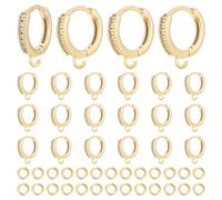 UNICRAFTALE 22 piezas reales de Finding pendientes Huggie chapados en oro de 24 K 14 mm con cubic zirconia y 120 piezas de salto anillo de metal redondo con palanca componente de búsqueda para