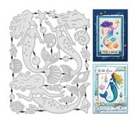 UNICRAFTALE 22 troqueles de corte de sirena de océano para hacer tarjetas, diseño de conchas de mar de verano, troqueles de acero al carbono, plantillas de metal para felicitaciones de bricolaje