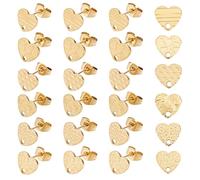 UNICRAFTALE 24 Piezas 6 Estilos Aritos De Aguja Corazón Dorado Acero Inoxidable Aritos De Amor con Tuercas Y Agujero De 1.5mm para DIY Y Fabricación De Joyería