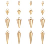 UNICRAFTALE 24 Uds 4 estilos Colgantes Hipoalergénicos con Patrón de Espigas 304 colgantes de Acero Inoxidable con Patrón de Cono Dorado