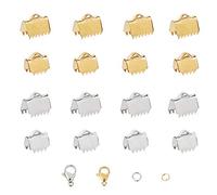 UNICRAFTALE 3 Estilos 120 Piezas Kits de Fabricación de Joyas Extremos de Cinta de Acero Inoxidable Cierres de Garra de Langosta con Anillos de Salto Extremos de Abrazadera de Reparación de Joyas