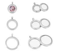 UNICRAFTALE 3 piezas de acero inoxidable plano redondo colgante medallón flotante para fotos de recuerdos vívidos - Collar conmemorativo hecho a sí mismo joyería