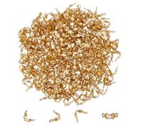 UNICRAFTALE 300 unidades de puntas de perlas de acero inoxidable chapado en oro de 18 K, tapas de extremos de cúpula, cubiertas de nudos de concha, tapas plegables para la fabricación de pulseras DIY