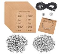 UNICRAFTALE 304 kits para hacer pulseras con código morse de acero inoxidable 200 cuentas espaciadoras redondas 200 cuentas de tubo largo 10 tarjetas de decodificación de código Morse para DIY