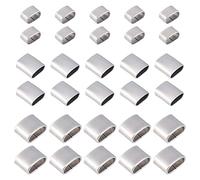 UNICRAFTALE 30pcs Abalorios Deslizantes 201 Cuentas Deslizantes Rectangulares de Acero Inoxidable 3.5~4x7.5~9.5 mm Agujero Grande Cuerda de Cuero Deslizante Cuentas Sueltas Pulseras Cuentas