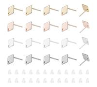 UNICRAFTALE 32 Pieza 4 Colores 201 aretes de Rombo de Acero Inoxidable con 80 Piezas de Tuercas de Plástico Pendientes de Metal Postes con Tuercas de Oreja Pendiente con Orificio