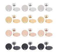 UNICRAFTALE 32 Piezas 4 Colores Pendientes Tipo Tachuela Plana Redonda con Pasador De 0.8 mm Acero Inoxidable con Tuercas Y Argolla para Hacer Joyería