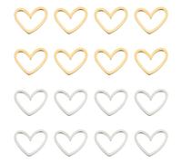 UNICRAFTALE 32 Uds. Anillos de Enlace de Acero Inoxidable de 2 colores Anillos de Enlace de Corazón Asimétricos Amor Corazón Bisel Abierto Dijes Conectores Anillos de Enlace Huecos