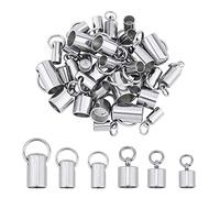 UNICRAFTALE 36 Uds 2 Estilos Extremos de Cable de Acero Inoxidable Tapas de Extremo de Cuero de Columna Kit de Búsqueda de Cable de Terminadores de Extremo de Cable de Diámetro Interior de