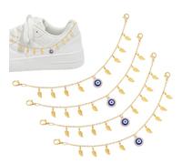 UNICRAFTALE 4 cadenas doradas para zapatos de mal de ojo para mujer, cadenas de zapatos brillantes para niñas, cadenas de zapatos contra el mal de ojo y colgante de hojas para bricolaje, sandalias de