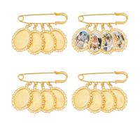 UNICRAFTALE 4 colgantes de fotos ovalados para ramos de novia, 38 mm, colgante de metal dorado, 65 mm de largo, cada colgante ofrece espacio para 4 fotos para ramo de novia, fiesta de boda