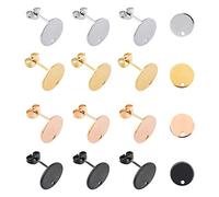 UNICRAFTALE 4 Colores 40 uds 12 mm Hipoalergénicos Pendientes Redondos Planos Pendientes de Acero Inoxidable Pendiente de 0 8 mm Componente de Pendiente de Revestimiento Al Vacío