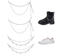 UNICRAFTALE 4 dijes de zapatos de 2 estilos, cadena de metal para botas, plata antigua, decoración de zapatos extraíbles, accesorios para mujer, tenis, jeans, bolsas, Metal no precioso