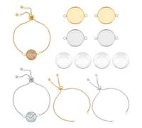 UNICRAFTALE 4 Juego de 2 Colores de Acero Inoxidable DIY Kit de Fabricación de Pulseras con Eslabones de Cúpula En Blanco Pulseras Deslizantes Ajustables Cadena con Conector de Cabujón Redondo Bisel