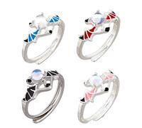UNICRAFTALE 4 piezas 4 colores lindos anillos de murciélago únicos diablo anillos de promesa ajustables clásicos demonios anillos de pareja hermosos anillos de amistad para mujeres
