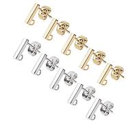 UNICRAFTALE 40 pieza 2 colores Pendientes de acero inoxidable 304 Rectangle Pendiente Hipoalergénico con BuclePendiente Tuerca de Oreja 0.8 mm Pasador Pendiente para Bricolaje Fabricación de Joyas