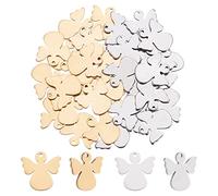 UNICRAFTALE 40 Uds 2 Colores Colgantes con Patrón de Ángel Dijes de Acero Inoxidable Colgante de Ángel Cortado con Láser para Collar Fabricación de Joyas Acero Color Oro Y Acero