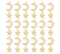 UNICRAFTALE 40 Uds 2 Formas Colgantes Dorados de Estrella Y Luna 304 Colgantes de Acero Inoxidable para Collares de Bricolaje Accesorio para Hacer Joyas
