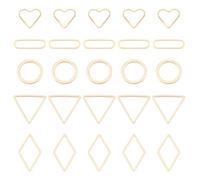 UNICRAFTALE 40 unids 5 Estilos Anillos de Conexión Redondo Oval Corazón Triángulo Rombo Biseles Abiertos Conectores de Conexión de Latón Biseles Abiertas Biseles Abiertas Chapado en Oro 24K para