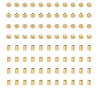 UNICRAFTALE 400 cuentas espaciadoras redondas de 2 estilos, chapadas en oro de 18 quilates, perlas tubulares largas de 2/3 mm, perlas sueltas de acero inoxidable, perlas lisas, para hacer joyas