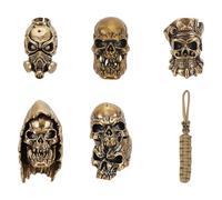 UNICRAFTALE 5 Piezas 5 Estilos Cuentas Europeas Cabeza Calavera Paracord Dorado Antiguo Halloween Agujero 4-5.5mm Sueltas Espaciadoras