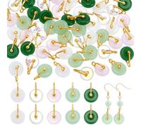 UNICRAFTALE 50 cuentas de dona de jade de imitación de 5 colores con anillo de aleación dorada, colgantes redondos planos para hacer joyas, collares, pulseras, aretes, 17 x 12 x 7,5 mm