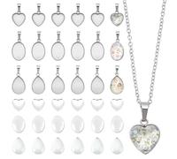 UNICRAFTALE 50 juegos de cabujones ovalados de acero inoxidable con borde fresado, bandeja ovalada, cabujón para mujer, collares, bandeja para hacer joyas, 10,5 x 14,5 mm