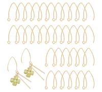 UNICRAFTALE 50 piezas de ganchos para pendientes dorados en forma de V de acero inoxidable 25,5x15x0,8 mm con alambre de metal y asa horizontal para hacer pendientes de bricolaje