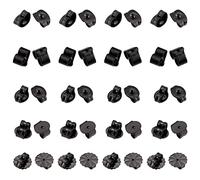 UNICRAFTALE 50 Uds 5 Estilos Tuercas de Oreja Negras Pendientes de Acero Inoxidable con Orificio de Aproximadamente 0.8-1.2mm Tapones para Pendientes con Bloqueo de Oreja Trasera
