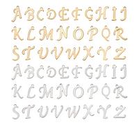 UNICRAFTALE 52 Uds 2 Colores Encantos del Alfabeto de Acero Inoxidable Metal AZ Letra Cuelga Encantos Colgantes Hipoalergénicos