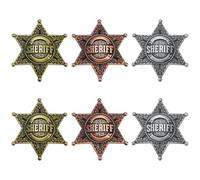 UNICRAFTALE 6 insignias de policía de metal de 3 colores grandes de sheriff, insignias de policía de estrella de metal, broche de pin del viejo oeste, insignia de policía occidental, decoración de