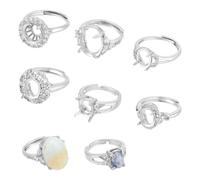 UNICRAFTALE 6 piezas 6 estilos de anillo de garra en blanco ajustable anillo de garra en bruto componentes de anillo de diamantes de imitación anillo de garra de piedras preciosas para la fabricación