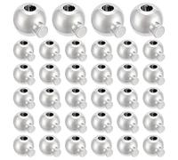 UNICRAFTALE 60 Piezas Cuentas Crimp Sueltas Rondelle Espaciadoras Platino Bola Redonda Topes para Suministros Joyería Agujero 0.9mm